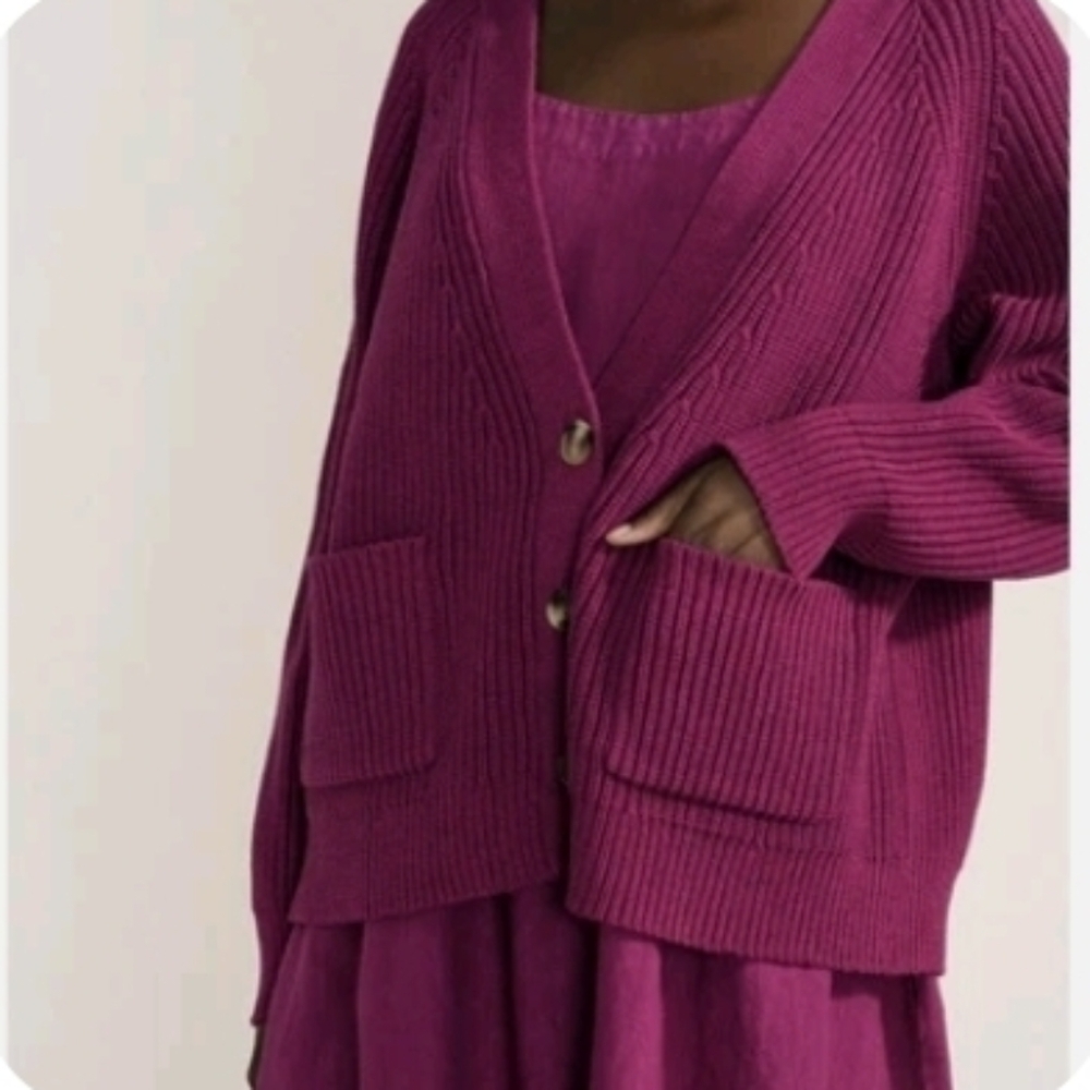 Hansel From Basel Raspberry Chunky Knit Cardigan Size 1